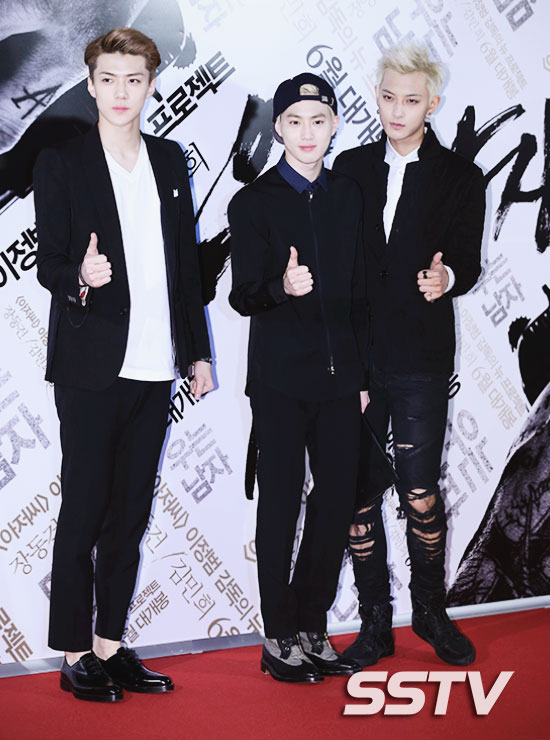 EXO、宋茜、玄彬、韩彩英、宝儿 张东健新作《哭泣的男人》VIP试映会众星闪耀（组图）