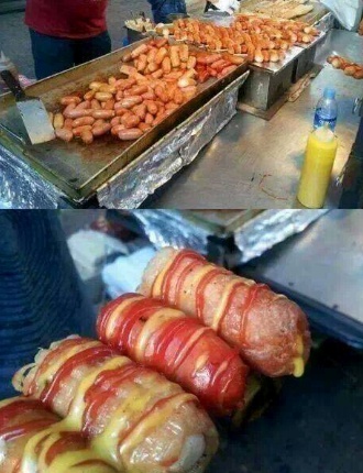 明洞路边美食琳琅满目 吸引中国顾客韩剧功不可没