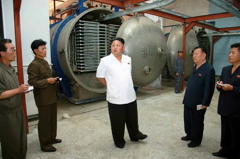 金正恩视察水产品加工厂时的表情和走姿(组图)