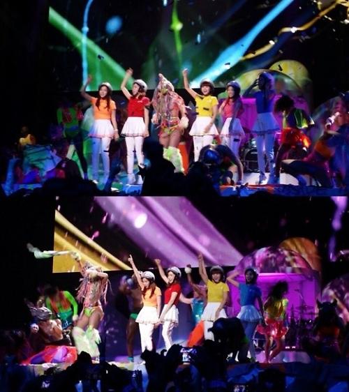 韩组合Crayon Pop与Lady Gaga同台演出   场面火爆引粉丝欢呼