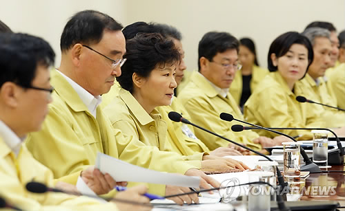韩国总统朴槿惠19日在青瓦台主持召开国务会议。（韩联社）