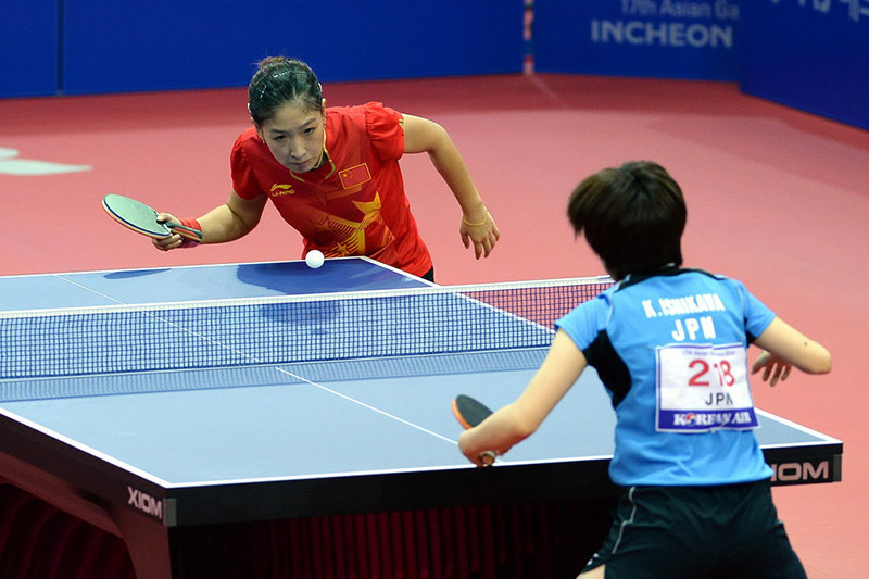 组图:亚运乒乓球女团决赛 中国3:1胜日本成功卫