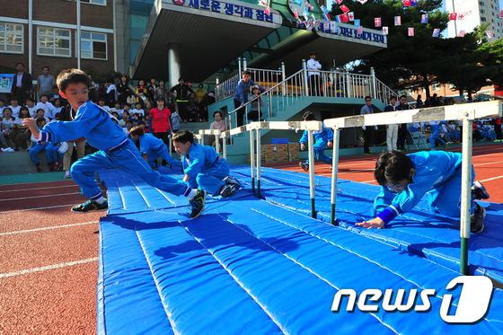 韩国举行秋季运动会 小学生勇敢争第一(组图) 