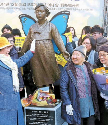 韩大学生设立和平少女像 悼念日军慰安妇受害者