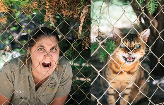 动物园管理员模仿动物搞笑照片蹿红网络（组图）