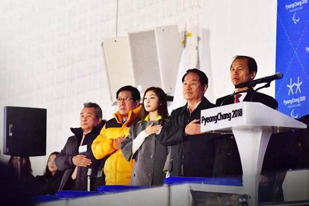 江原道道知事崔文洵和2018冬奥会宣传大使金妍儿等嘉宾出席了当天的活动。