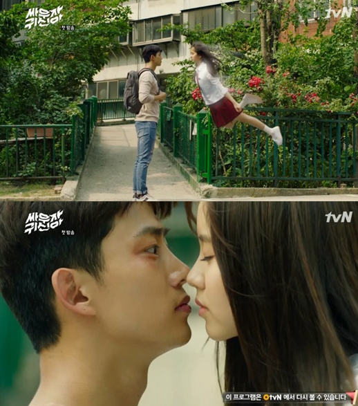 《打架吧鬼神》首播创下tvN月火剧纪录 金所炫玉泽演初见kiss【组图】