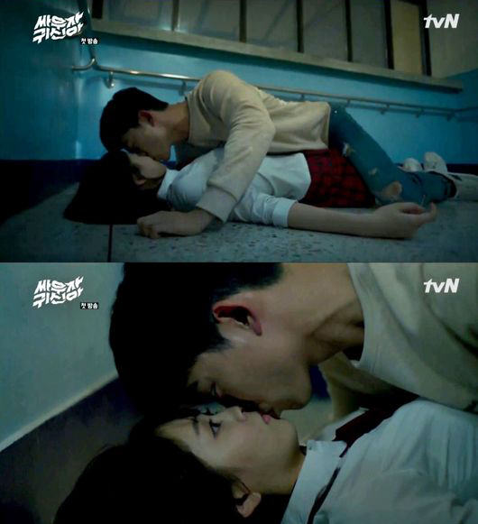 《打架吧鬼神》首播创下tvN月火剧纪录 金所炫玉泽演初见kiss【组图】