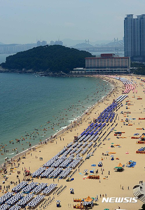 下饺子！热浪袭韩 海云台海水浴场迎大批游客【组图】