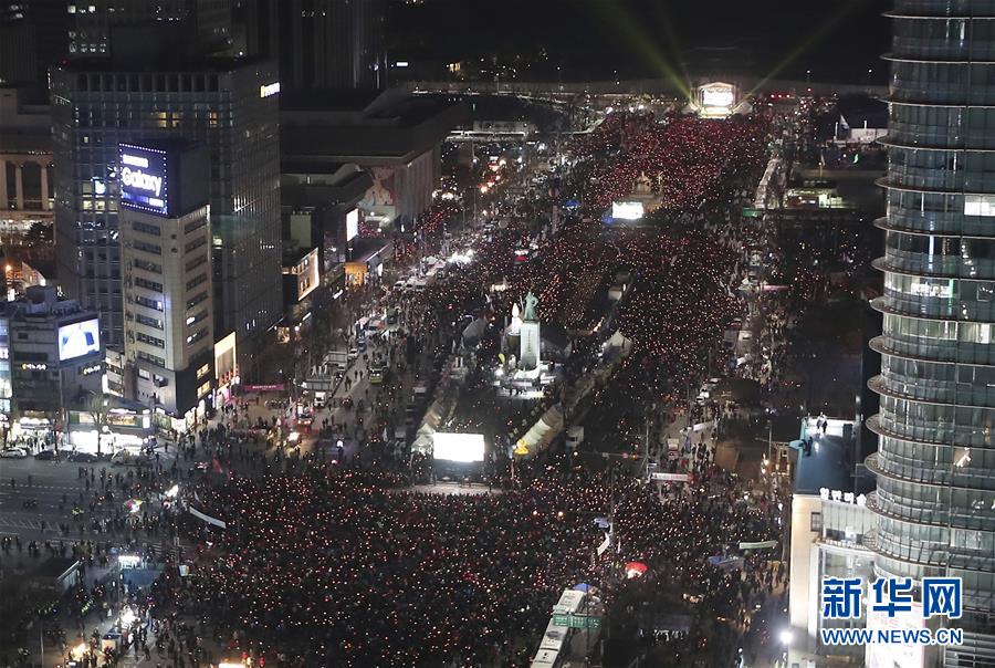 3月4日，支持彈劾韓國總統朴槿惠的民眾在首爾參加集會。