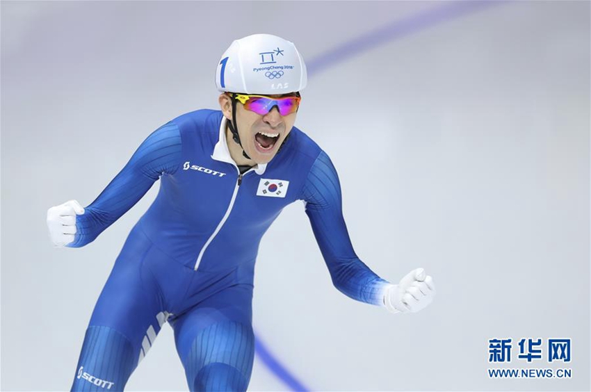 韓國選手李承勛慶祝勝利。新華社記者韓岩攝