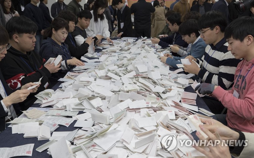 韓國地方選舉舉行模擬開票預演【組圖】