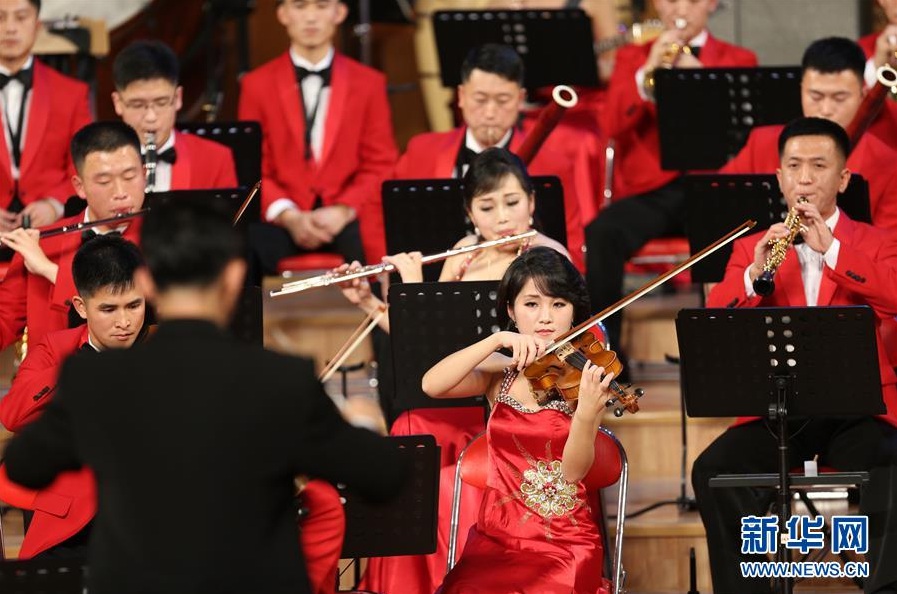 11月2日，在朝鮮平壤的三池淵管弦樂團劇院，三池淵管弦樂團在演奏。 新華社記者 程大雨 攝