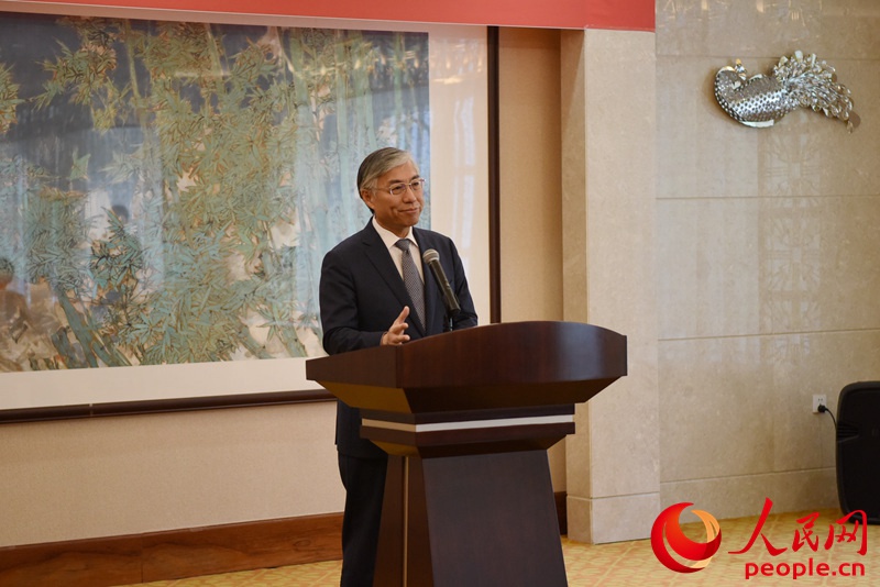 中國駐韓國大使邱國洪出席儀式並致辭。夏雪 攝