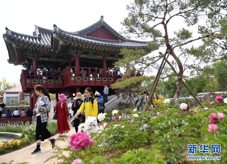 5月25日，游客在韓國展園裡參觀。新華社記者 張晨霖 攝