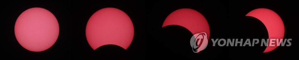 圖為6月21日下午拍攝於國立光州科學館上空的日偏食。