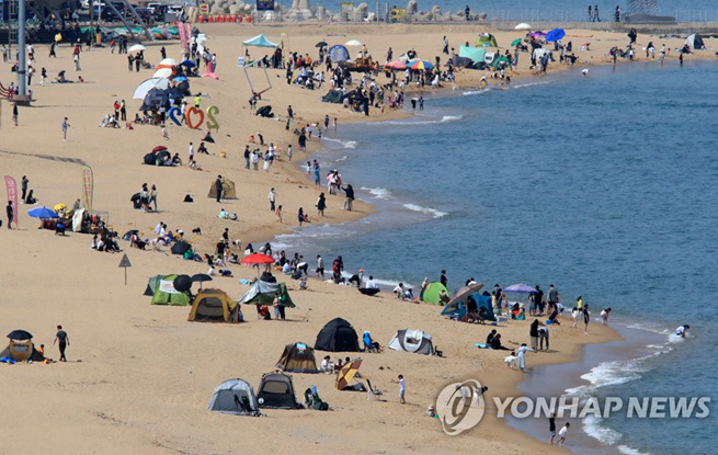 韩国天气渐暖 市民出游兴致浓