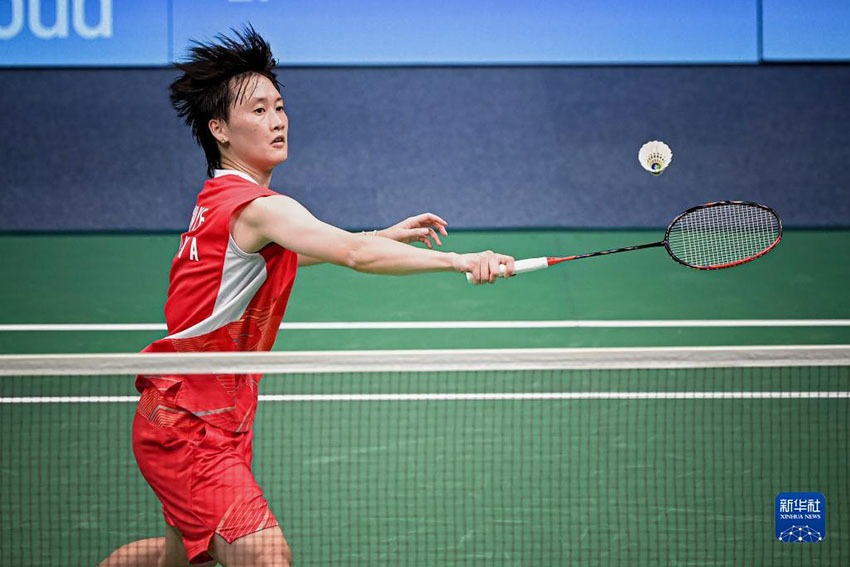 10月7日，中國選手陳雨菲在比賽中。新華社記者 江漢 攝