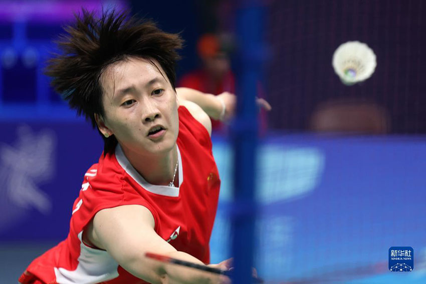 10月7日，中國選手陳雨菲在比賽中。新華社記者 陳斌 攝