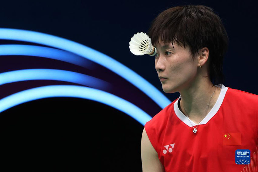 10月7日，中國選手陳雨菲在比賽中。新華社記者 陳斌 攝