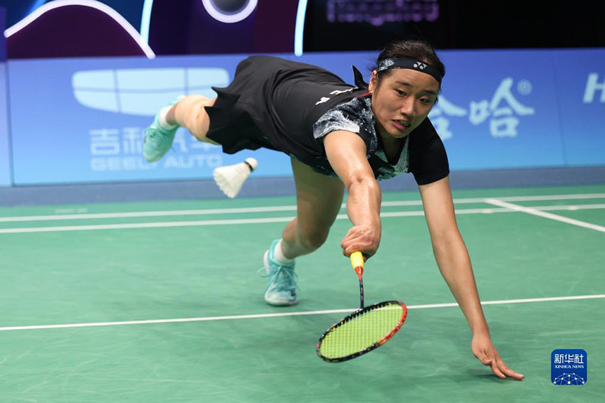 10月7日，韓國選手安洗瑩在比賽中。新華社記者 陳斌 攝
