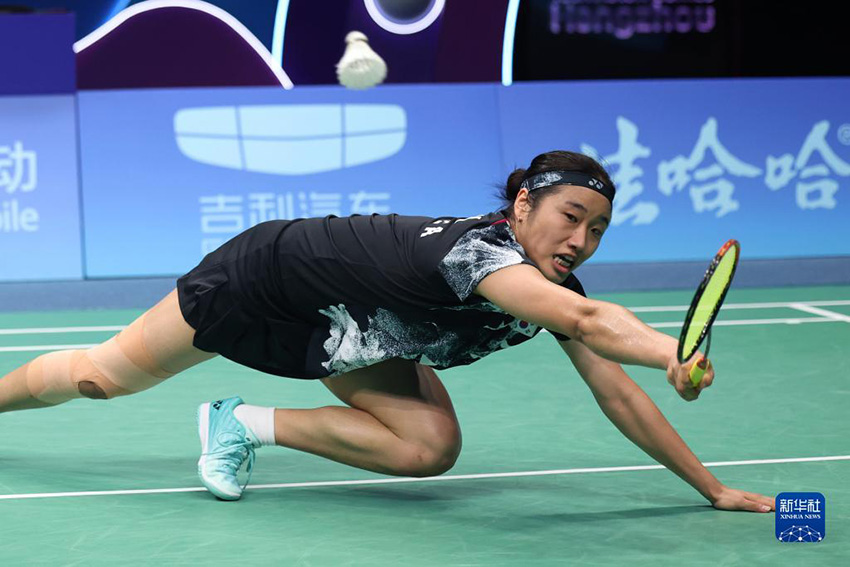 10月7日，韓國選手安洗瑩在比賽中。新華社記者 陳斌 攝
