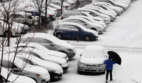 7日韩国大雪天气首尔最大降雪量5厘米