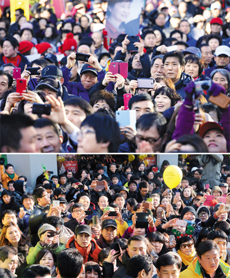 韩国朝野候选人全国拉票吸引大批选民