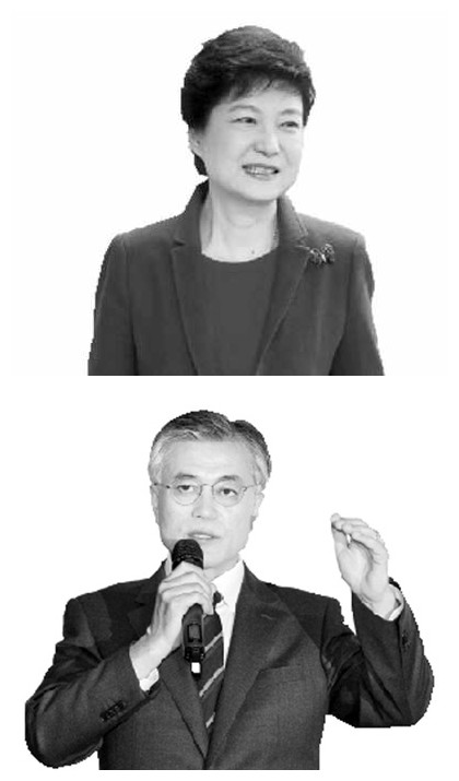 韩国大选之“她”“他”对决 上图为朴谨惠，下图为文在寅。（资料图）