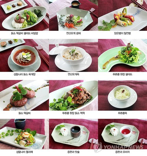 图为大会期间展出的韩国美食。